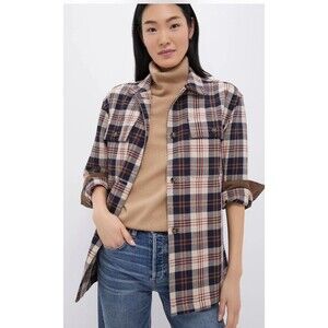 Tuckernuck Shirt Jacket Shacket Red Navy Cream Plaid Ranch Cabin Platt Large